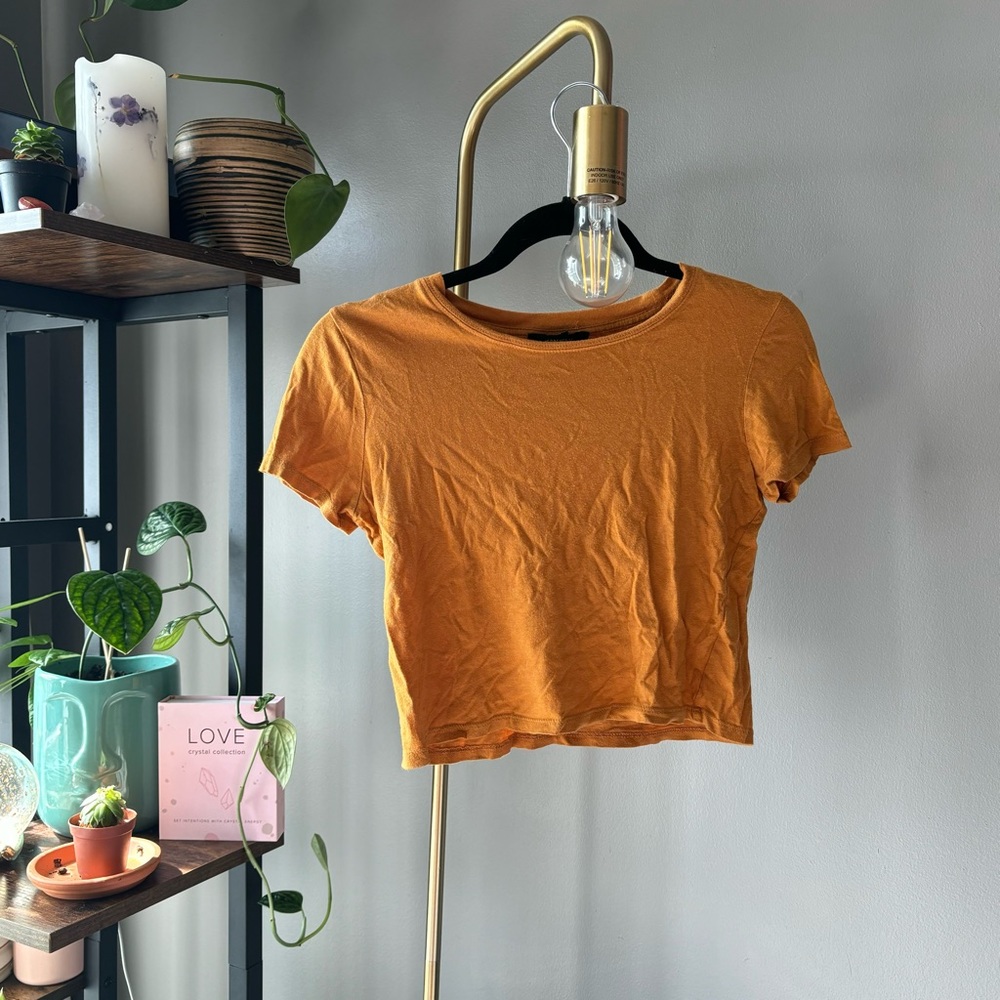 yellow forever 21 crop top, sz small